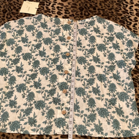 CYNTHIA ROWLEY Blouse Women’s Size M White Linen Floral Button Back Shirt - Picture 9 of 9